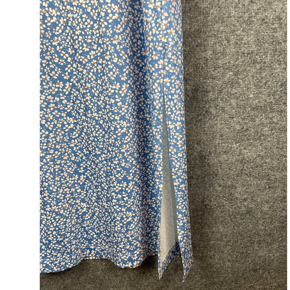 Anrabess Maxi‎ Dress Women L Blue Floral NEW Sleeveless Slit Pockets Summer - Picture 6 of 10
